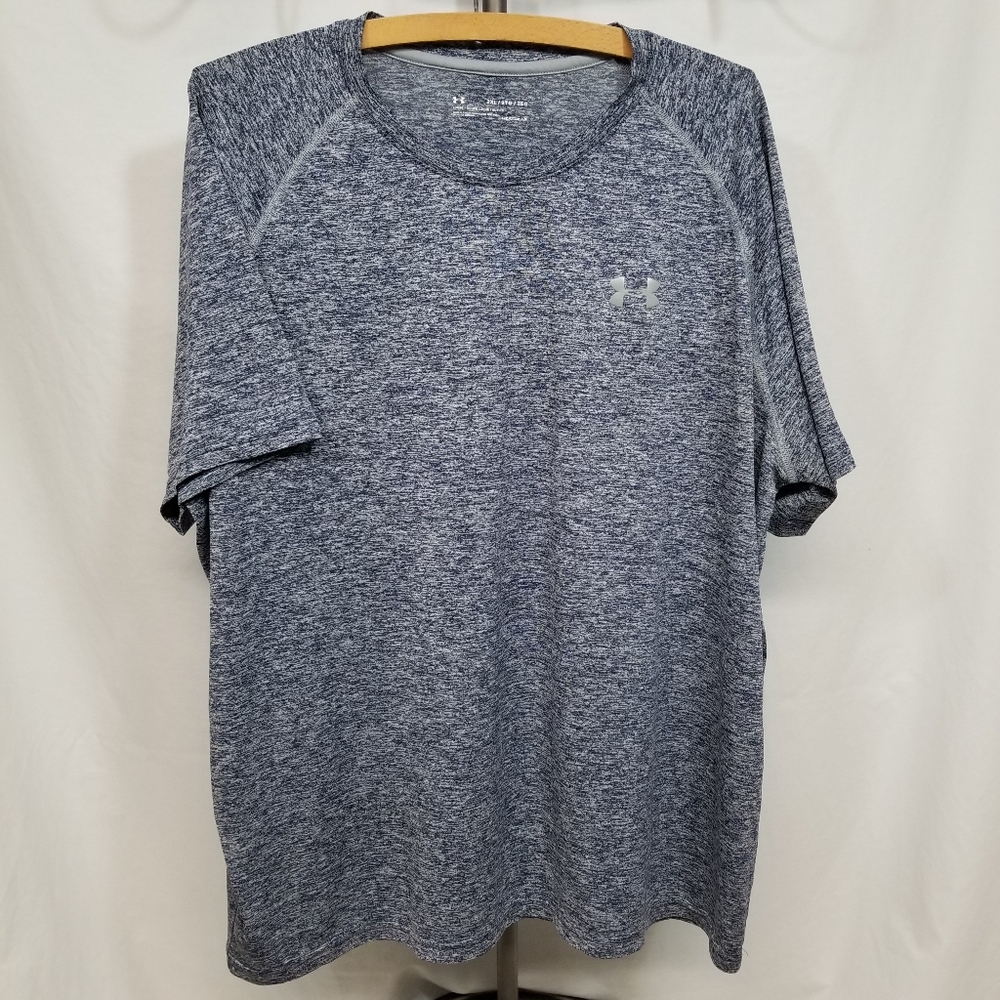 Under Armour HeatGear Loose Athletic Mens 2XL Blue Activewear Short Sleeve Shirt